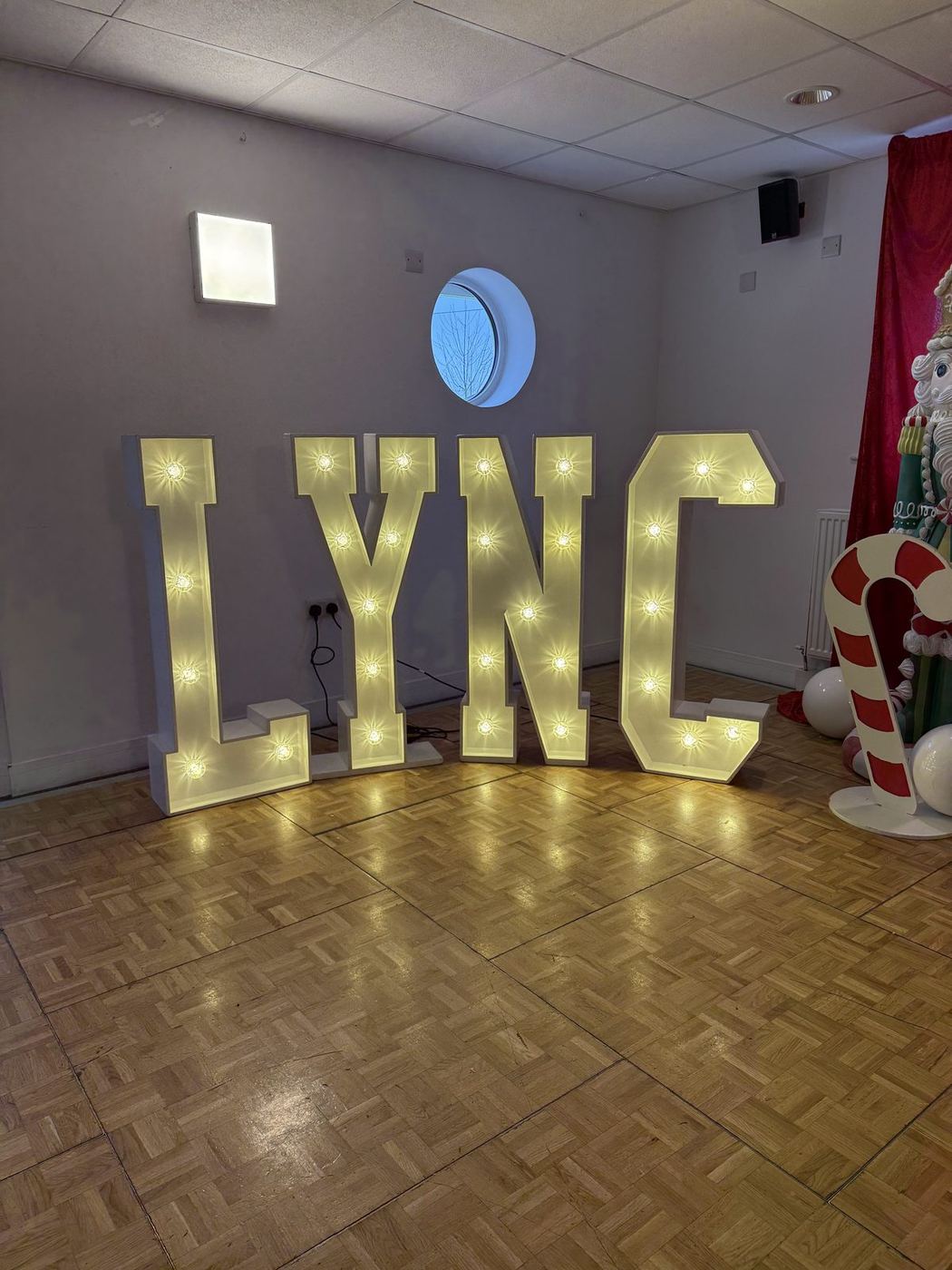 Giant light-up LYNC letters at Lync's Christmas