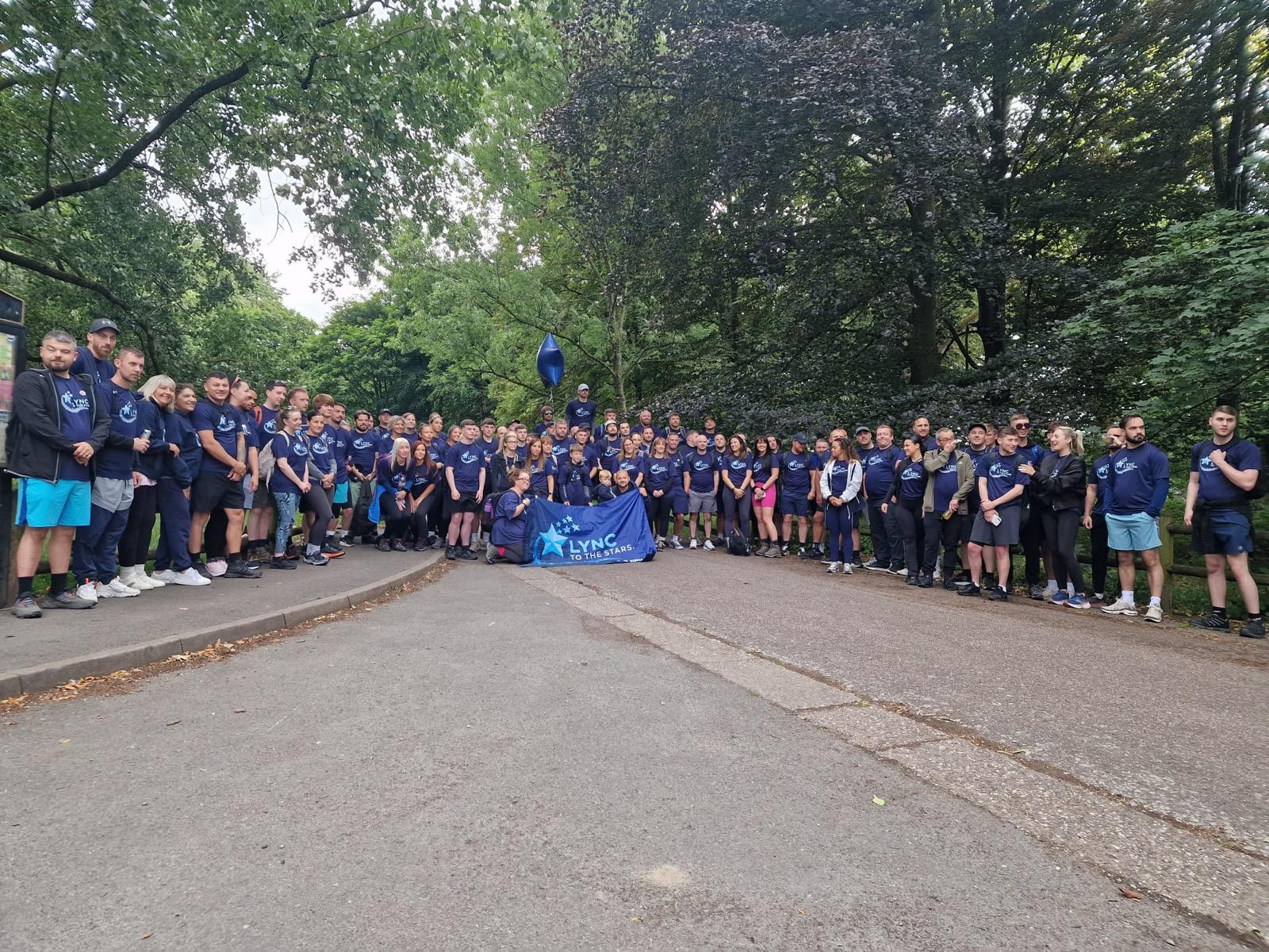 Friends and family celebrating the end of Lync's Walk
