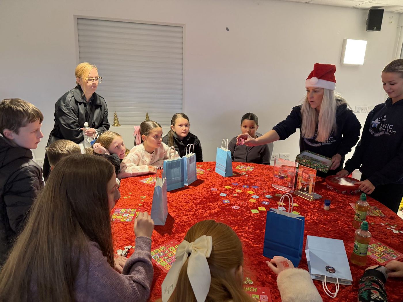 Children making their Christmas teddies
