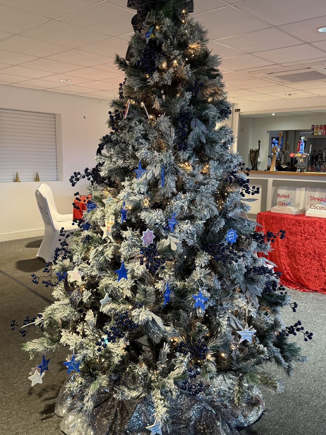 The blue and silver Christmas tree