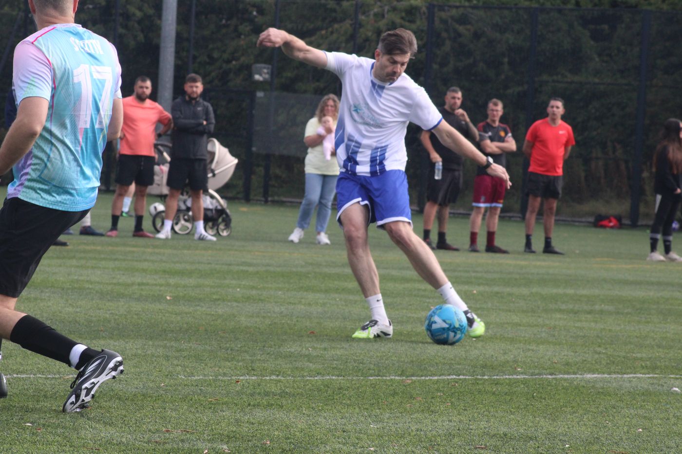 A player striking the ball during a match
