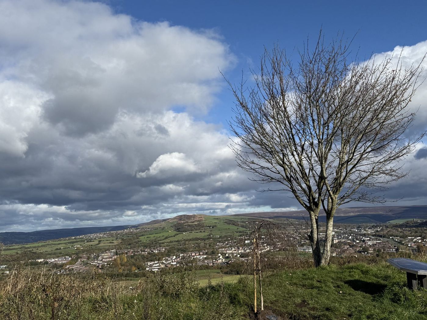 The view across the valley from the hilltop